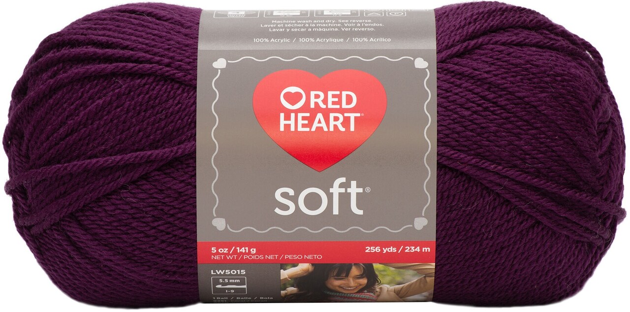 Red Heart Soft Grape Yarn - 3 Pack of 141g/5oz - Acrylic - 4 Medium (Worsted) - 256 Yards - Knitting/Crochet
